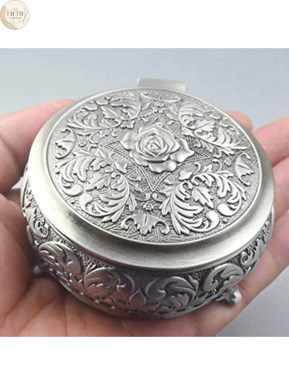 ROSIKING Round Emboss Alloy Metal Music Box Wind Up Antique Plays You Are My
